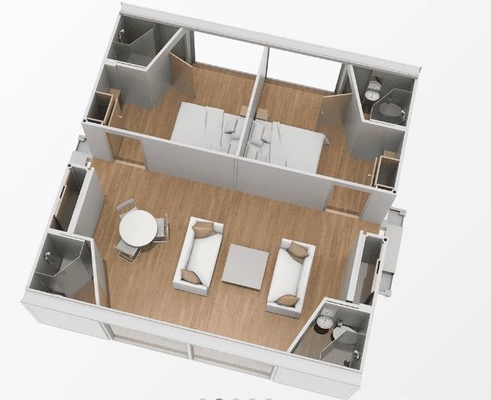 Parking ready cabin prefab modern living kitchen bathroom shipping container glass modular homes villashipping
